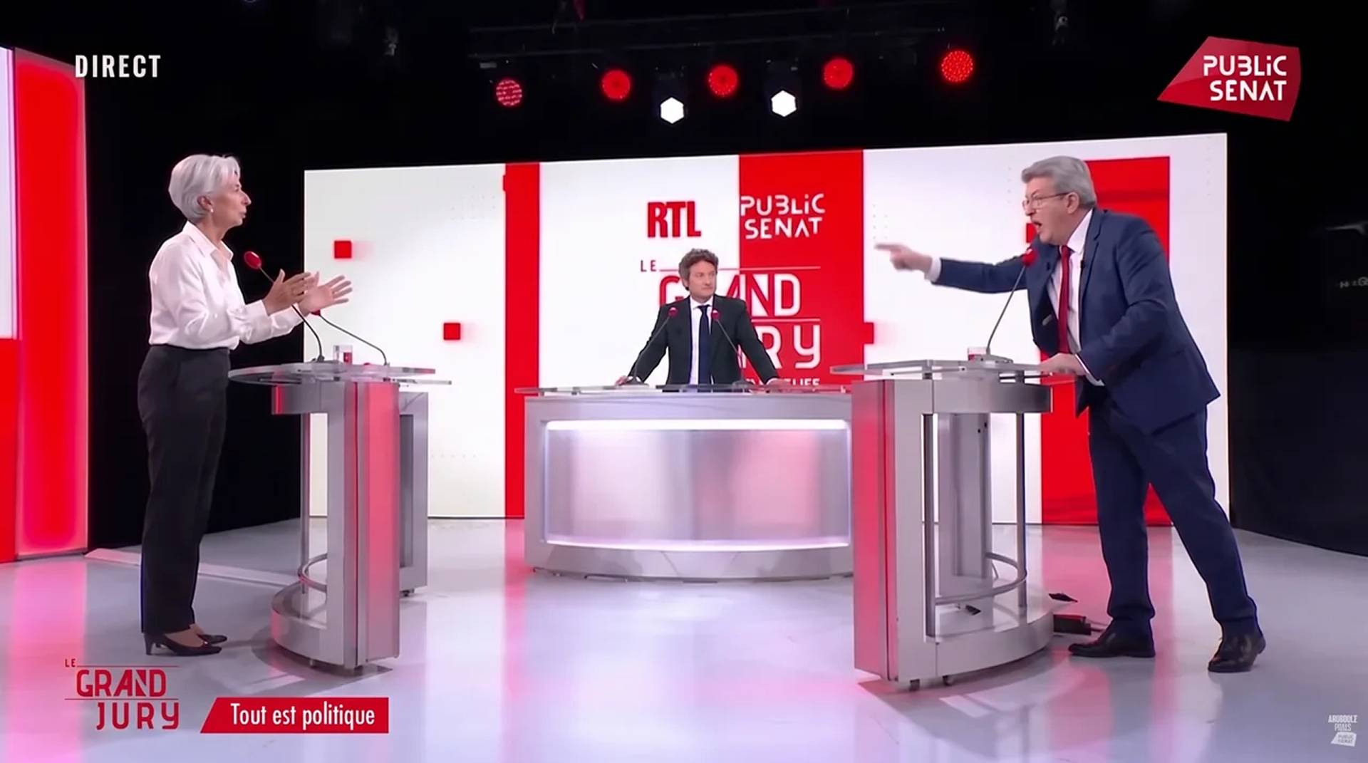 Christine Lagarde et Jean-Luc Mélenchon, moment de tension